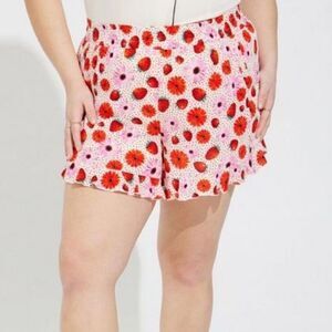 Torrid Retro Chic Strawberry Ruffle Shorts Size 1